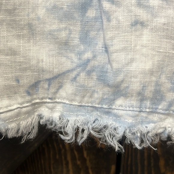 Magaschoni Cloudy Tie Dye‎ Dress M Blue White Frayed Raw Hem Boho Cuffed Short - Picture 4 of 10